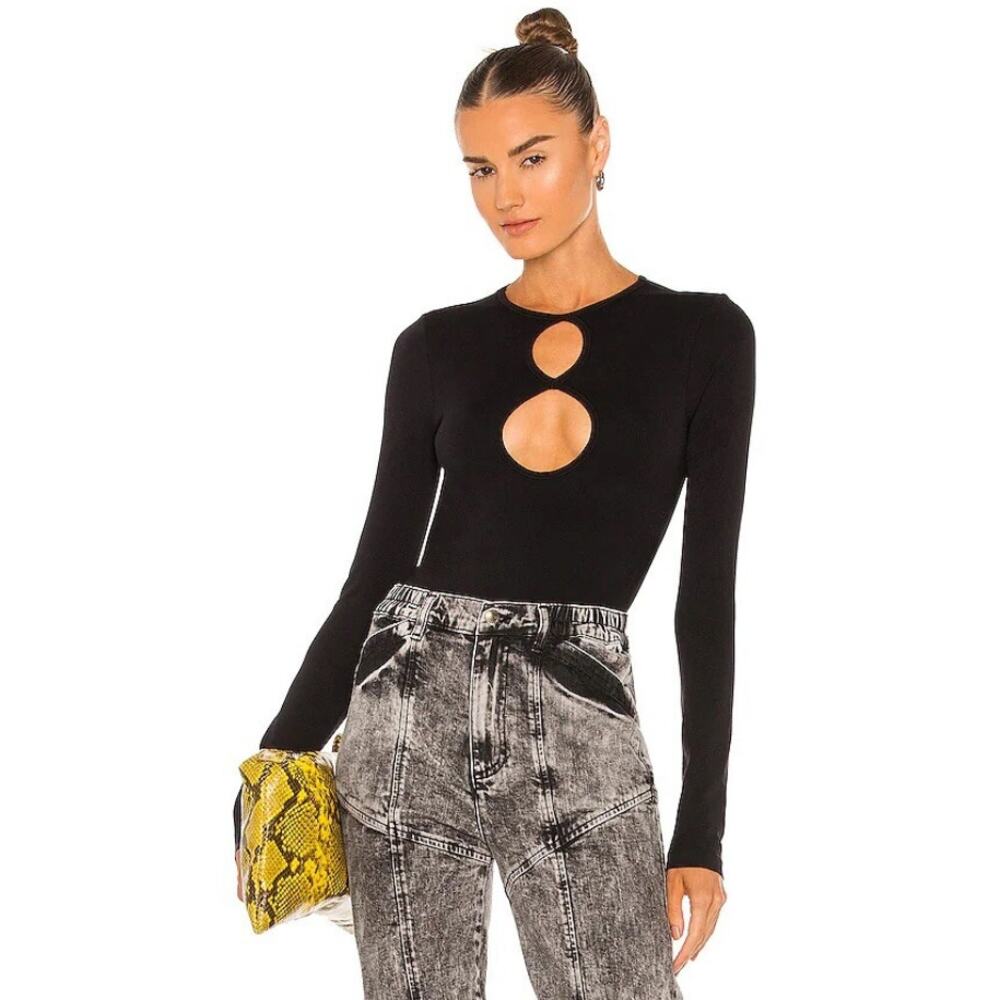 Simon Miller Asio Bodysuit Black Cut Out Long Sleeve M/L‎ $190 LA Simi Haze